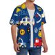 thumbnail image 2 of Balery Animals Rescue Team Camisa Casual de Manga Corta con Botones para Hombre, Texturizada, Estilo Cubano, para Playa, Verano-Large, 2 of 5