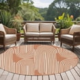 thumbnail image 4 of Large Round Rug 8Ft Washable Non-Slip, Line Texture Circle Area Rugs for Living Room Bedroom, Orange Abstract Art Retro Indoor Floor Mats Carpet Runner for Home Decor, 4 of 8