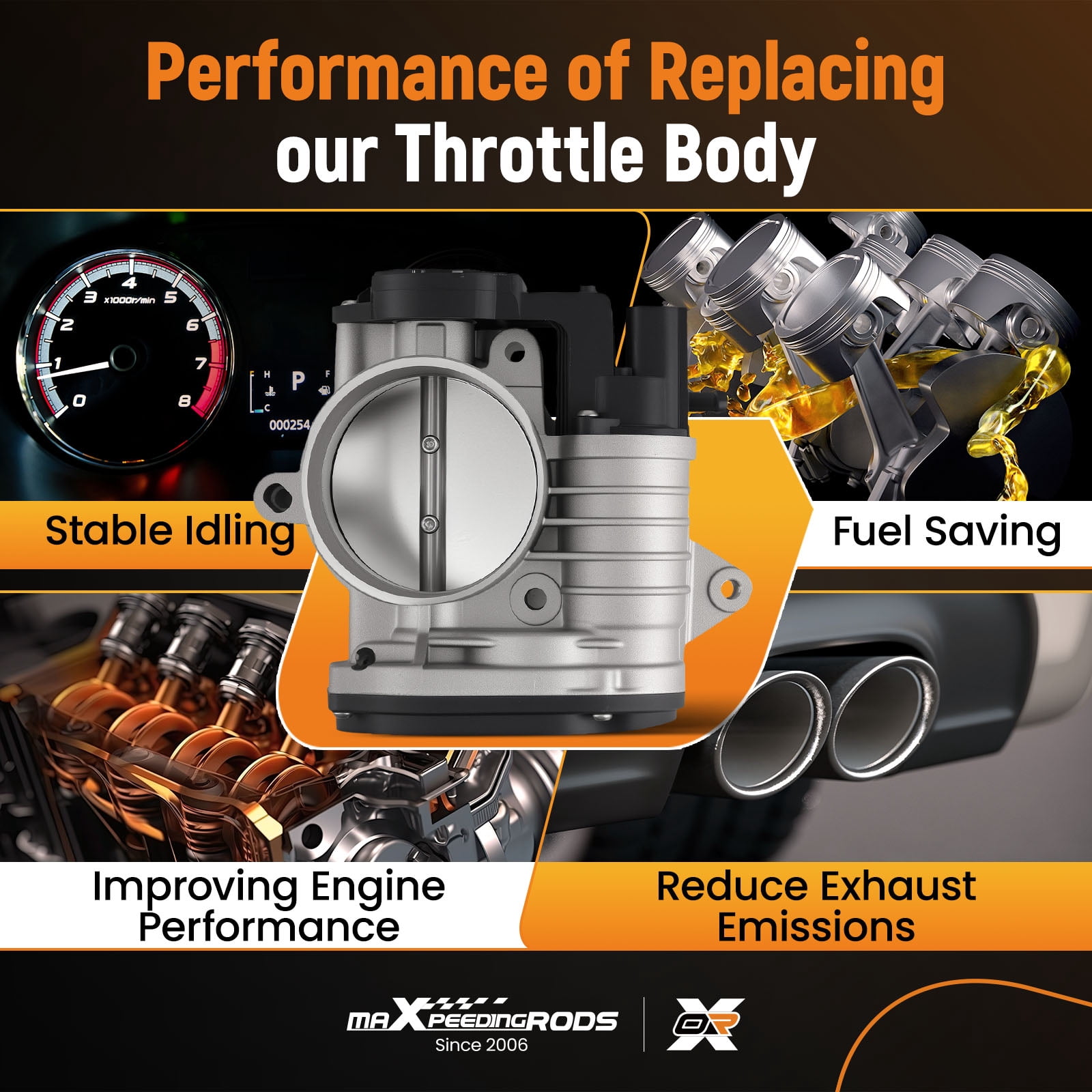 Maxpeedingrods Electronic Throttle Body 35100-3C200 for Hyundai Azera 2007-2011, for Entourage 2007-2008, for Santa Fe 2007-2009, for Sonata 2006-2010 TB1177 67-9001