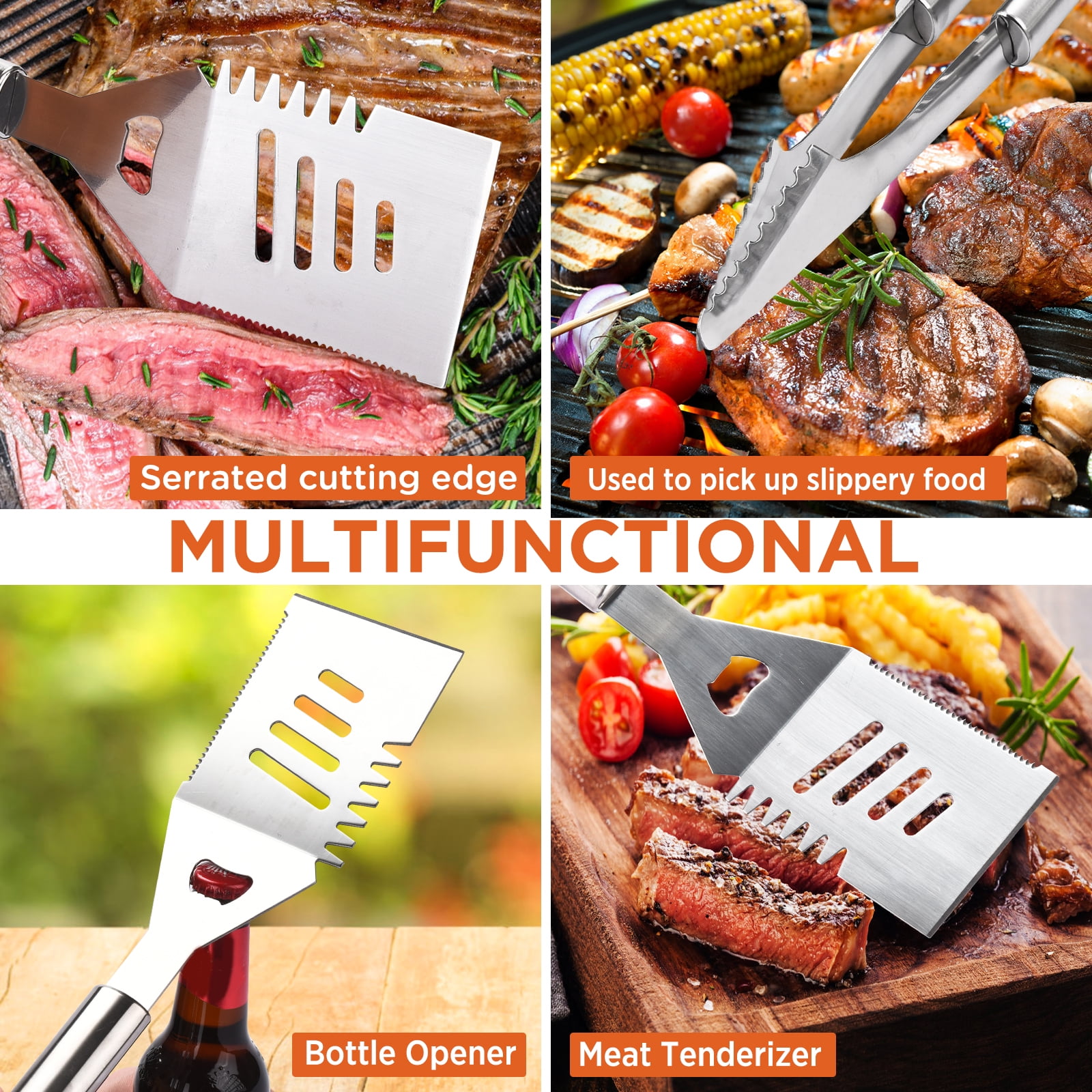 Commercial Chef 25-Piece Grill Accessories Set  Outdoor Cooking BBQ Tools with Aluminum Case