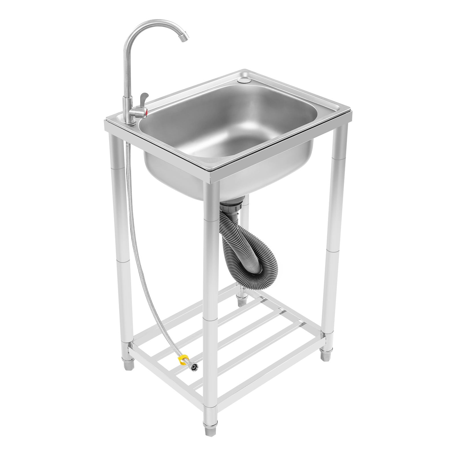 Kitchen Sink, Stainless Steel Sink, Free Standing Single Bowl Sink for Homes, Outdoors, Restaurants, Laundry Rooms, Basements (19.69*15.75*32.28 in)