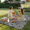 thumbnail image 4 of Black Morocco Outdoor Rug for Patio/Deck/Porch, Non-Slip Large Area Rug 6 x 9 Ft, Traditional Tribal Abstract Geometric Art Indoor Outdoor Rugs Washable Area Rugs, Camping Rug Carpet Runner, 4 of 8