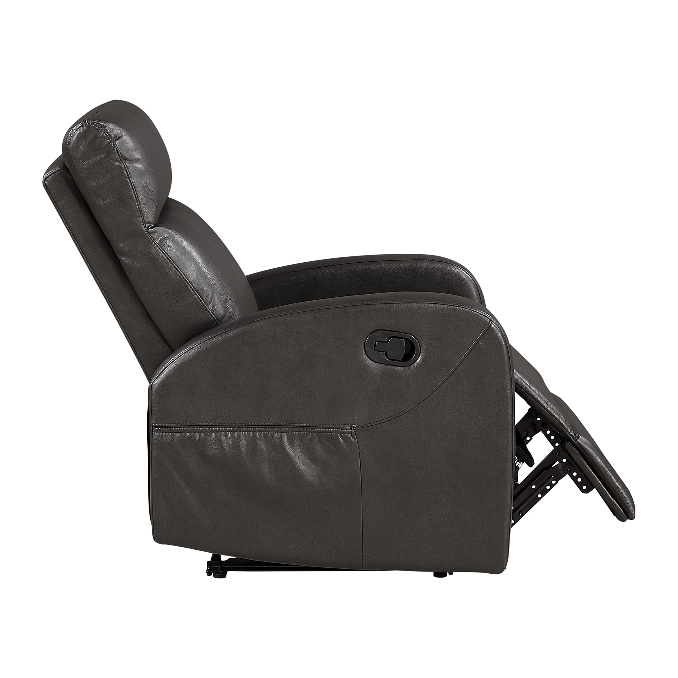 OakvillePark Brava Faux Leather Manual Reclining Chair with Armrest Side Pocket, Espresso