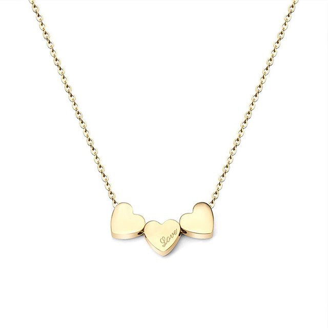 Collar con letra pequeña en forma de corazón bañado en oro de 18 quilates para dama