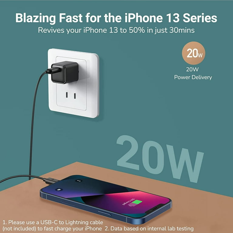 Real 20W USB-C PD Super Fast Wall Charger Power Adapter +USB-C to USB-C  Cable, OEM 3FT Compatible with Samsung Galaxy S23/S22/S21/S20 Ultra Plus,  S10/S10e/S9 iPad Pro/ Mini, Universal, Black 