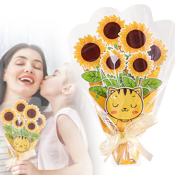 1PC Mother's Day Gift Set, Handmade Bouquet Greeting Cards, DIY Flower Paper Crafts for Kids for Crafts for Mom, Grandma
