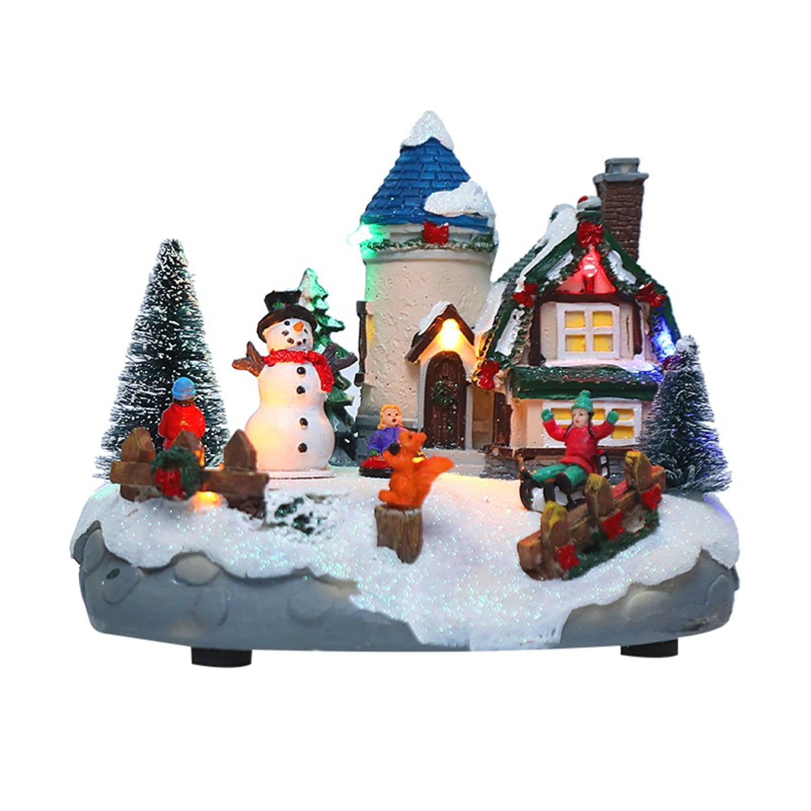 Christmas Village Building, Winter Snow Luminous Music Village with Snowman and Christmas for Christmas Decor Holiday Gifts - Walmart.com