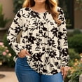 thumbnail image 5 of TQWQT Womens Plus Size Tops 4x-5x Trendy Long Sleeve Tunics Shirts Floral Graphic T-Shirt Crewneck T Shirts Dressy Casual Tunic Tops Beige 2XL, 5 of 5