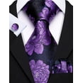 thumbnail image 4 of Set de corbatas Barry.Wang tejidas en seda, color morado, 150 cm, 4 of 7