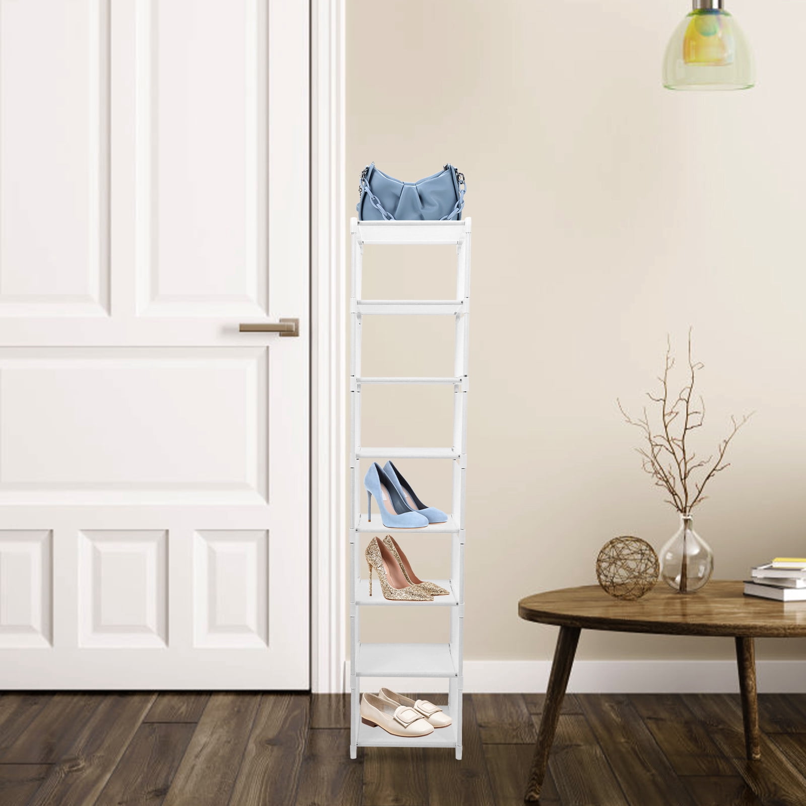 WSTEER Foldable Shoe Rack Shoe Storage Organizer Space Saving Corner Show Organizer Stand (8-layers)