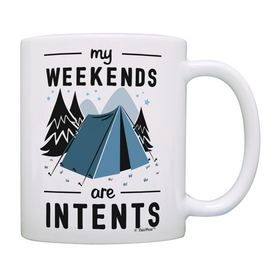 ThisWear Camping Gifts for Women My Weekends Are Intents Camp Mug Adventure Mug Camping Present Camping Novelty Gifts Retirement Gifts Coffee Mug