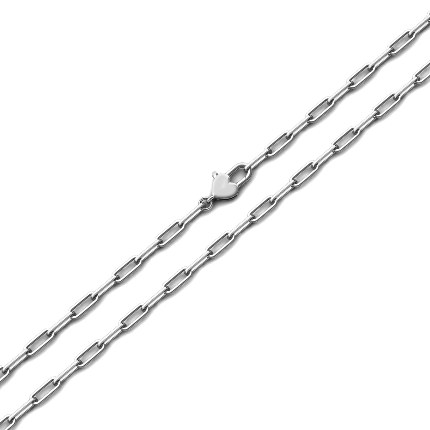 Cate & Chloe Tammy 18k White Gold Plated Paperclip Chain Necklace, Gift for Women