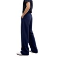 thumbnail image 4 of Men's Sweatpants, Drawstring Waist Straight Wide Leg Baggy Pants for Workout and Athletic Use, with Pocket for Casual and Sports Wear,Navy,M, 4 of 4