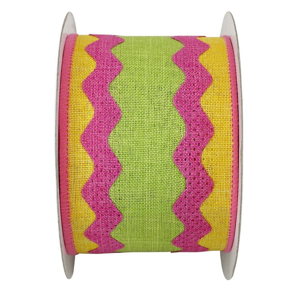 JAM Paper Sherbert Ricrac All Occasion Multi-color Polyester Ribbon, with Wired Edge 360" x 2.5"