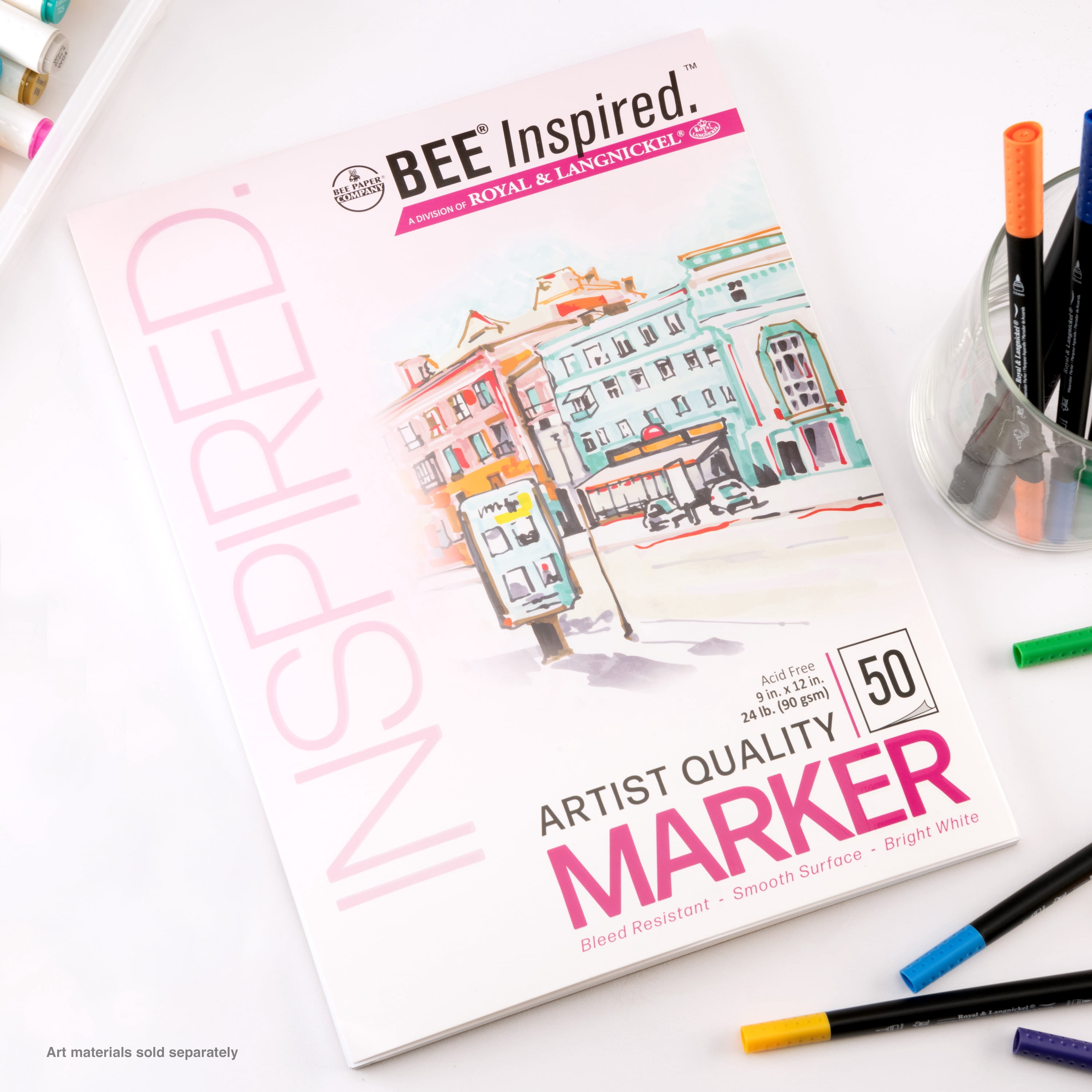 Bee Paper - Bee Inspired 9"x12" Marker Paper Pad, 50 Sheets, Top Tape, 24lb. 90GSM