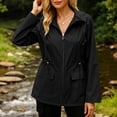 thumbnail image 4 of TEAJOPSUU Women's Zip Up Jackets with Flap Pockets Waterproof Collared Drawstring Waist Long Sleeve Jackets Outdoor Casual Hiking Daily Coats Black, 4 of 5