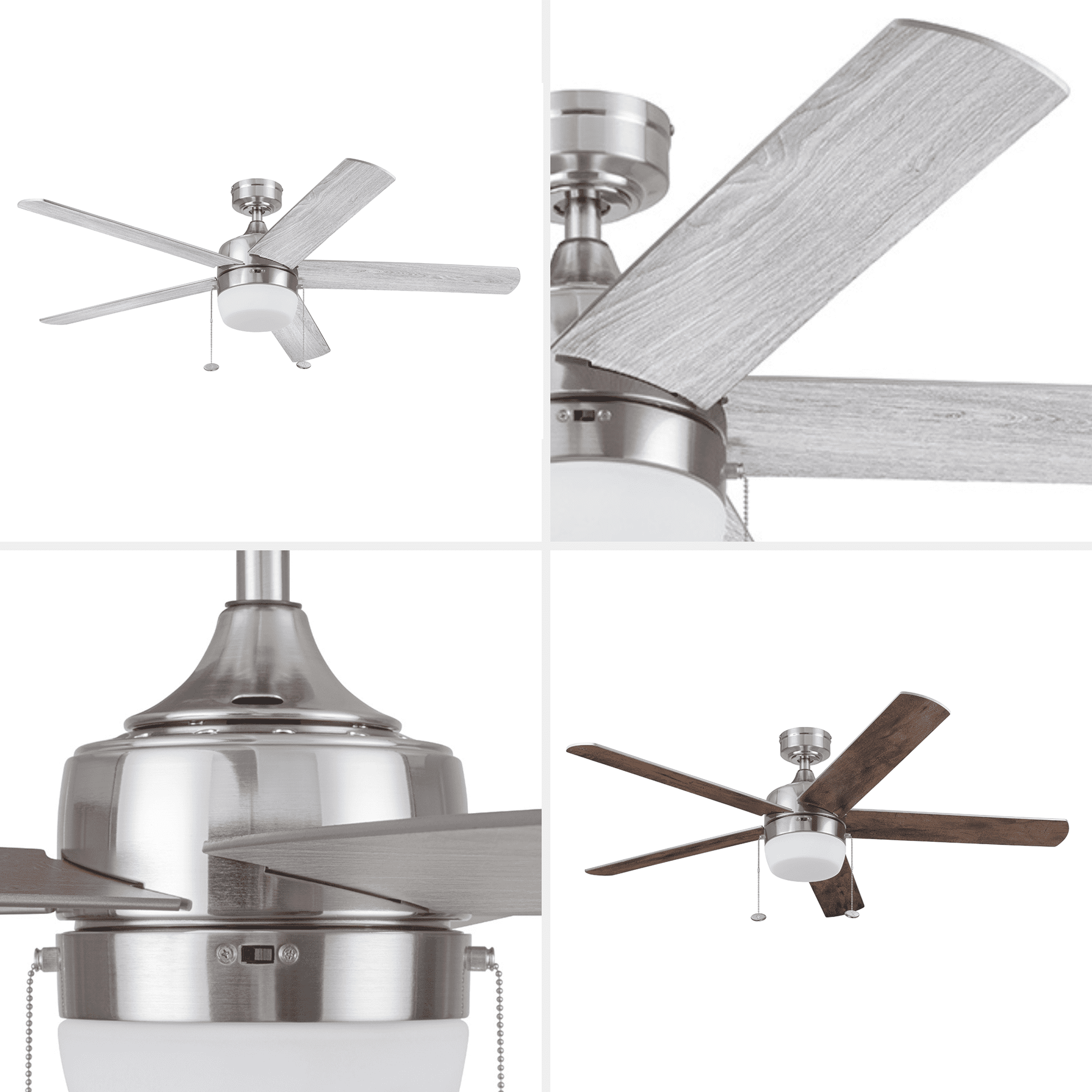 Better Homes & Gardens 52" Pearce Modern Nickel Indoor Ceiling Fan with Light, Adjustable Color Temperature & Reverse Airflow