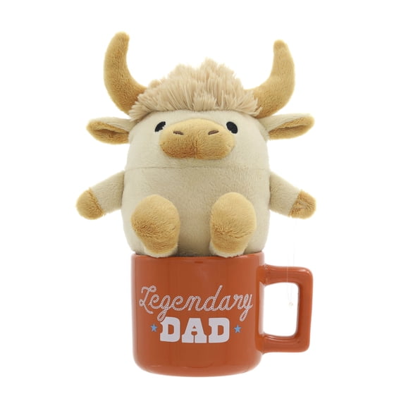 Highland Cow Plush in Legendary Dad Mug, Multicolor, Father's Day by Way To Celebrate