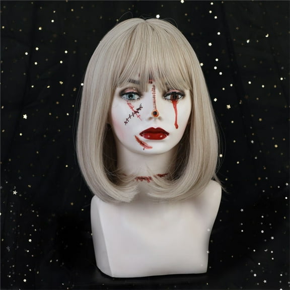 SUCS High Quality Sexy Women Short Light Yellow Wig Party Synthetic Fashion Wigs Ros