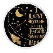 ABPHQTO Happy Valentine'S Day I Love You To Moon Back Quote Round Beach Blanket with Tassels Beach Throw Towel Yoga Mat Picnic Blanket