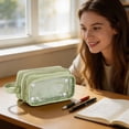 thumbnail image 6 of BYJKINGS Clear Pencil Pouch Case, Large Capacity Clear Pen Pencil Pouch with Zipper,Multi-Purpose for Travel,Teen Boys&Girls, Transparent Stationary Bag Green, 6 of 7