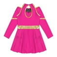 thumbnail image 6 of TiaoBug Kids Cheer Leader Costume Halloween Outfit Long Sleeve Cold Shoulder Cheerleading Dress Hot Pink 10, 6 of 7