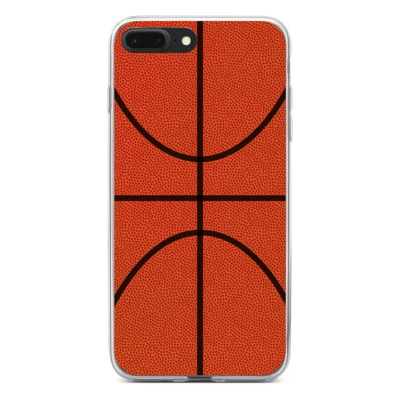DistinctInk Clear Shockproof Hybrid Case for iPhone 7 PLUS / 8 PLUS (5.5" Screen) - TPU Bumper, Acrylic Back, Tempered Glass Screen Protector - Basketball Drawing - Love of Basketball