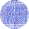 thumbnail image 1 of Ahgly Company Machine Washable Indoor Round Oriental Blue Traditional Area Rugs, 4' Round, 1 of 4