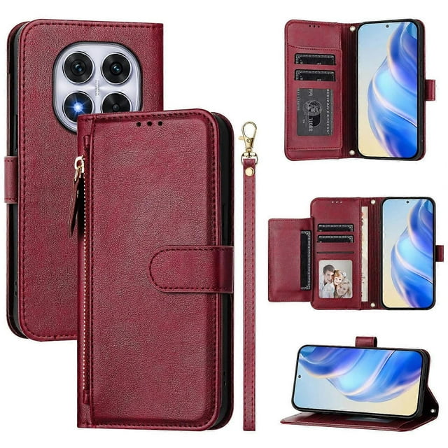 For Xiaomi Redmi Note 14 Pro 4G Case Zipper Pocket Multiple Card Slots Leather Phone Cover - Green