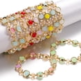 thumbnail image 4 of Xiao Hua Pulseras de mujer de acero inoxidable con cristales degradados y esmaltado de colores, color verde y blanco., 4 of 4
