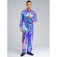 thumbnail image 3 of Nyeemya Men's Shiny Metallic Overalls Mechanic Suit Space Man Work Coveralls One Piece Disco Jumpsuits with Belt Blue S, 3 of 7