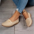 thumbnail image 6 of Women's Classic Loafers Leather Flowers Arch Support Flats Slip on Loafers No Heel Round Toe Wide Width Business Casual Working Shoes,Beige 41(US-8), 6 of 7