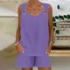 thumbnail image 3 of Camisola Tops para las Mujeres Cuello en V sin Mangas con Pantalones de Bolsillo, Pantalones de Mujer Casual para Primavera Verano, 3 of 7