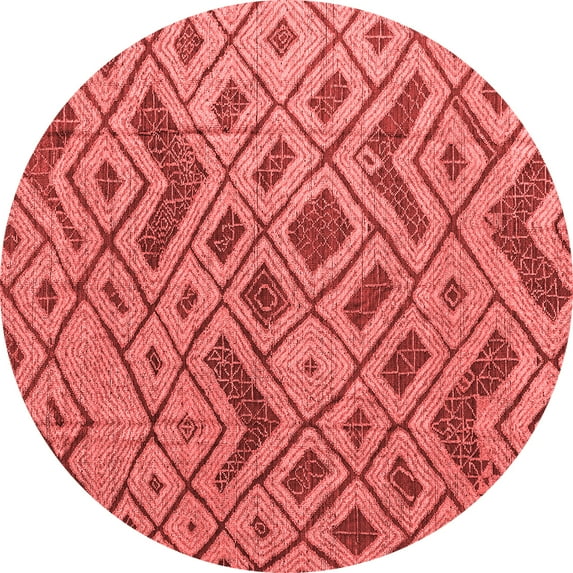 Ahgly Company Indoor Round Abstract Red Modern Area Rugs, 7' Round