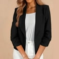 thumbnail image 4 of ShiShine Women's Casual Shawl Lapel Work Blazer Ruched 3/4 Sleeve Open Front Business Office Suit Jackets with Pockets, 4 of 8