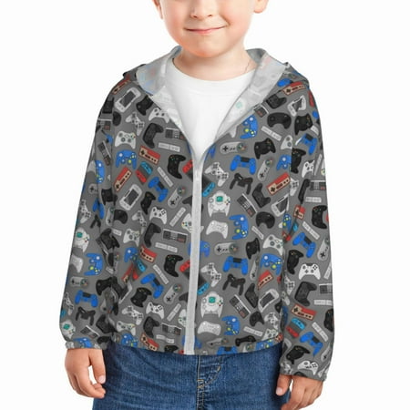 

Gaeub Video Game Print Athletic Sun Protection Hoodie for Kids Long Sleeve Outdoor UV Shirt Running Fishing Top for Boys Girls-2 Years