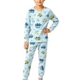 thumbnail image 6 of Cethrio Boys Cotton Pajama Sets, Long Sleeve Crew Neck 2 Piece Soft Boys' Sleepwear Light Blue Size 10-12T, 6 of 6