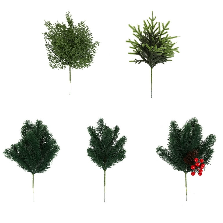 Pack of 5 Christmas Artificial Pine Branches for Decorating and Gift