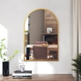 thumbnail image 3 of BizChair 20"x30" Arched Metal Framed Wall Mirror for Hallways, Entryways, Dining and Living Rooms, Gold, 3 of 10