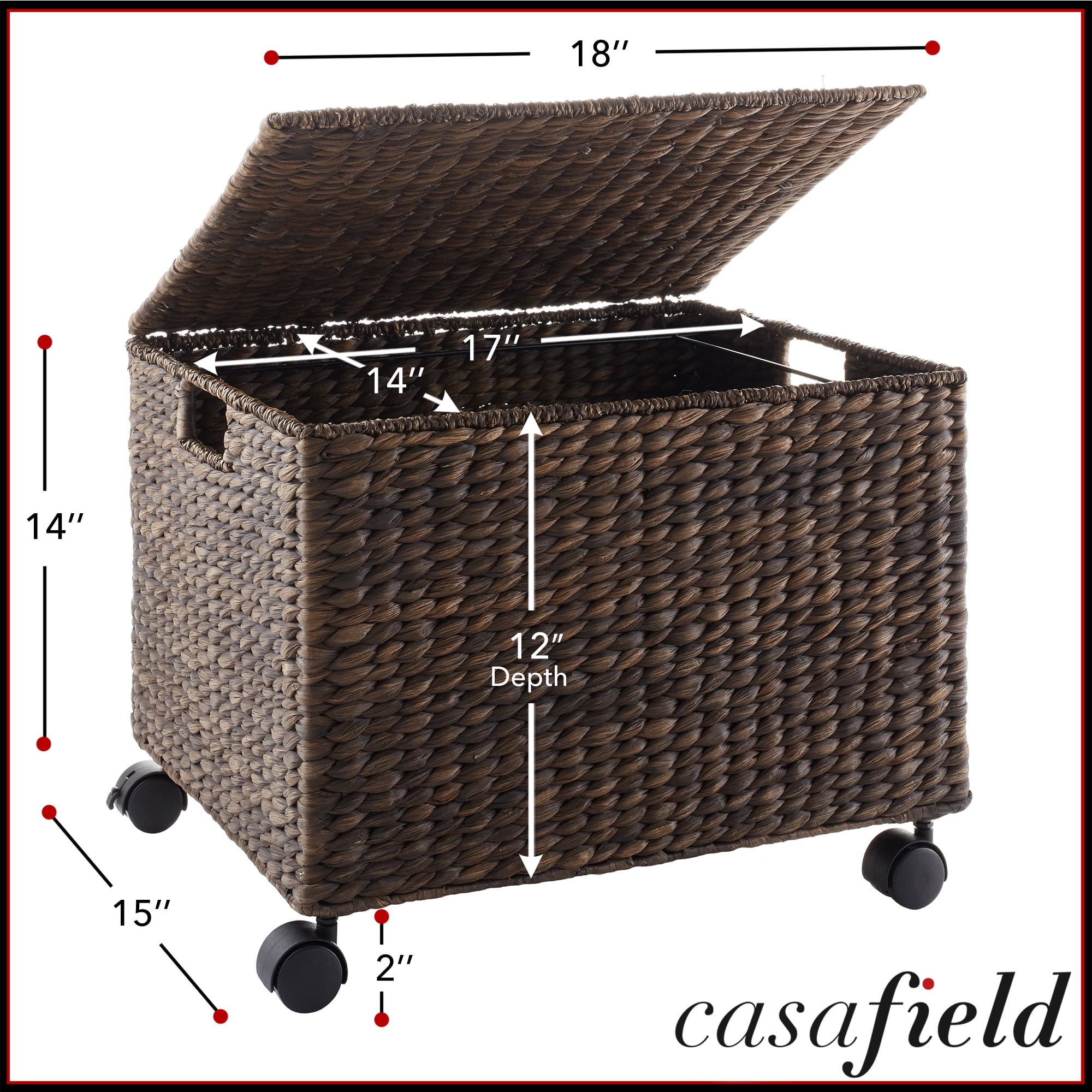 Casafield Rolling Filing Cabinet, Espresso Dark Brown - Water Hyacinth Hanging File Folder Organizer, Home Office Storage