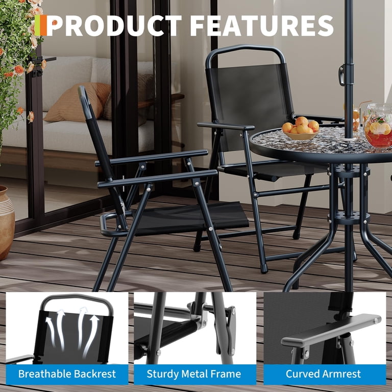 36x35 patio table with umbrella and 4 chairs Outsunny 6 Piece Outdoor Dining Set for Black/Coffee shady spot for dining or relaxing at your home or business is in this 7 piece patio set MIXPATIO 5pc Patio Dining Set,