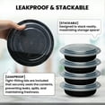 thumbnail image 2 of Klex Meal Prep Containers with Airtight Lids, BPA Free, 32 oz, Round, Black/Clear, 150 Sets, 2 of 6