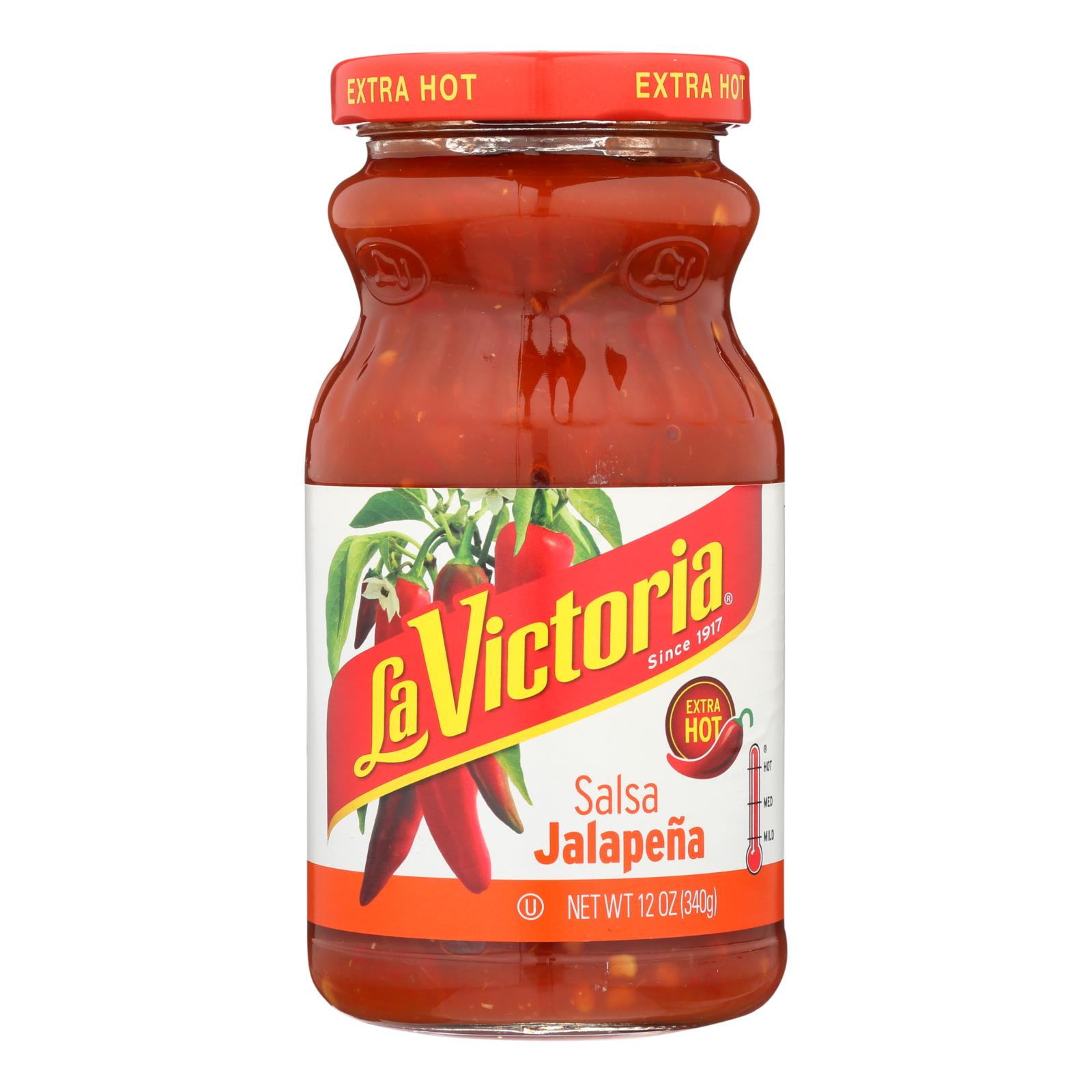 La Victoria Red Salsa Jalapena Extra Hot Case of 12 12 oz