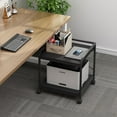 thumbnail image 5 of 2 Tier Under Desk Printer Stand with Storage, 20 Inches Deep Large Printer Table with Height Adjustable Shelf, Rolling Printer Cart with Wheels for Home Office - Black, 5 of 6