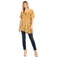 thumbnail image 5 of Sakkas Zoya Marbled Embroidery Cap Sleeves Blouse / Top - Beige - Plus Size, 5 of 5
