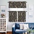 thumbnail image 2 of Abstract Flowers Kitchen Curtains Valances and Tiers Set of 3 Retro Paisley Floral Pattern Black Yellow Tier Curtains and Valance with Rod Pocket for Small Windows, 27.5"x36", 2 of 9