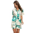 thumbnail image 2 of MintLimit Women Stain Silky Floral Short Sleeve V-neck Button Down Shirt and Shorts Summer Loungewear Pajamas Sleepwear, 2 of 4