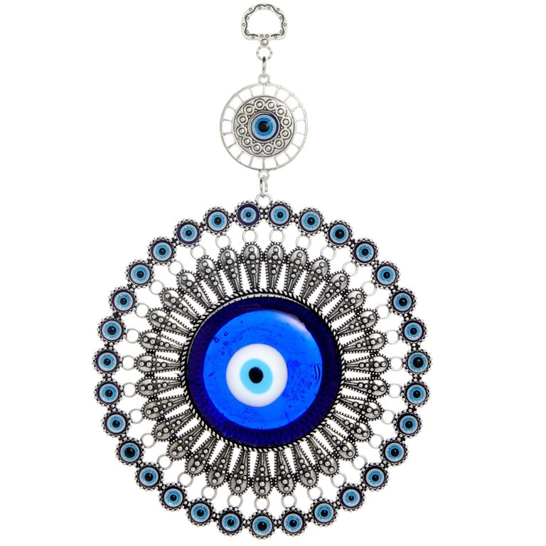Nevfactory Nazar Boncuk Evil Eye Keychain – Handmade Leather & Glass Owl Pendant, Blue Evil Eye, Small