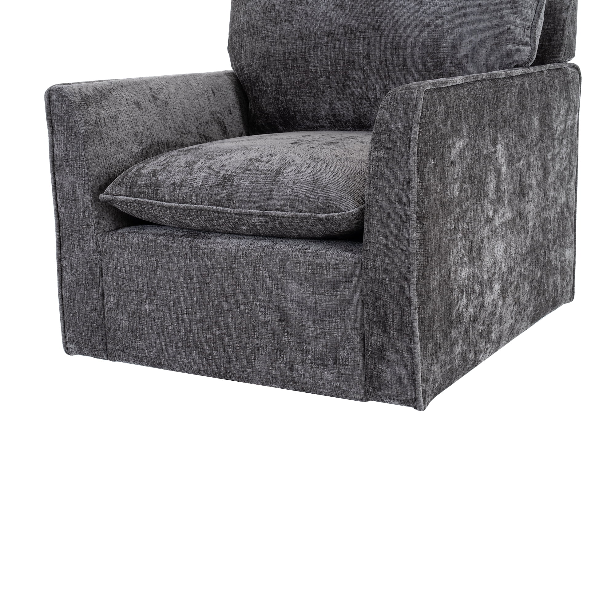 GARITIN 360° Swivel Accent Chair, Comfy Single Square Sofa Armchair, Upholstered Club Chair for Living Room Bedroom Reading Room, Chenille Fabric, Grey