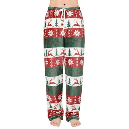 

Sehao Christmas Gifts Women s Cute Character Print Plush Pajama Pants Sleepwear for Women Flannel Green